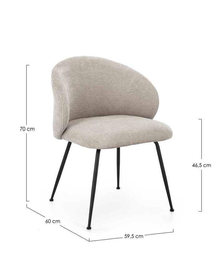 Scaun Dining Tapițat Textil Gri, Geisen Bizzotto - Imagine 3
