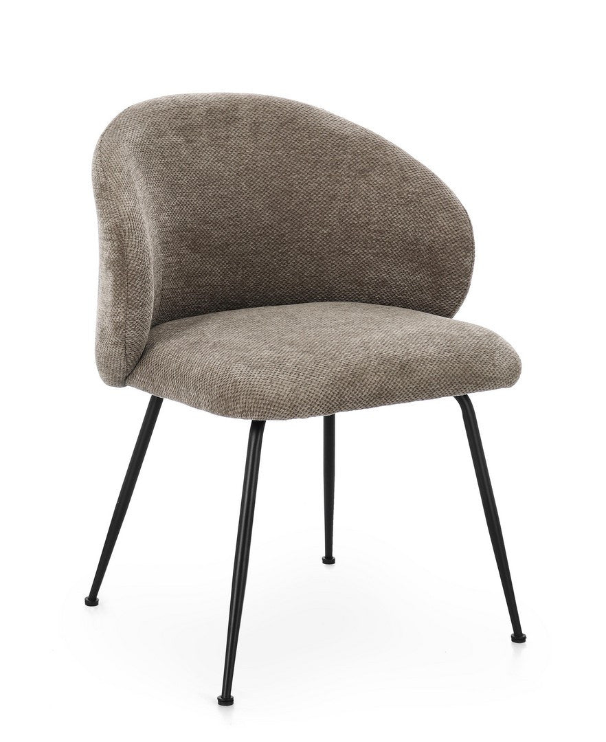 Scaun Dining Tapițat Textil Taupe, Geisen Dark Bizzotto - Imagine 1