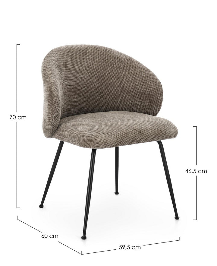 Scaun Dining Tapițat Textil Taupe, Geisen Dark Bizzotto - Imagine 3