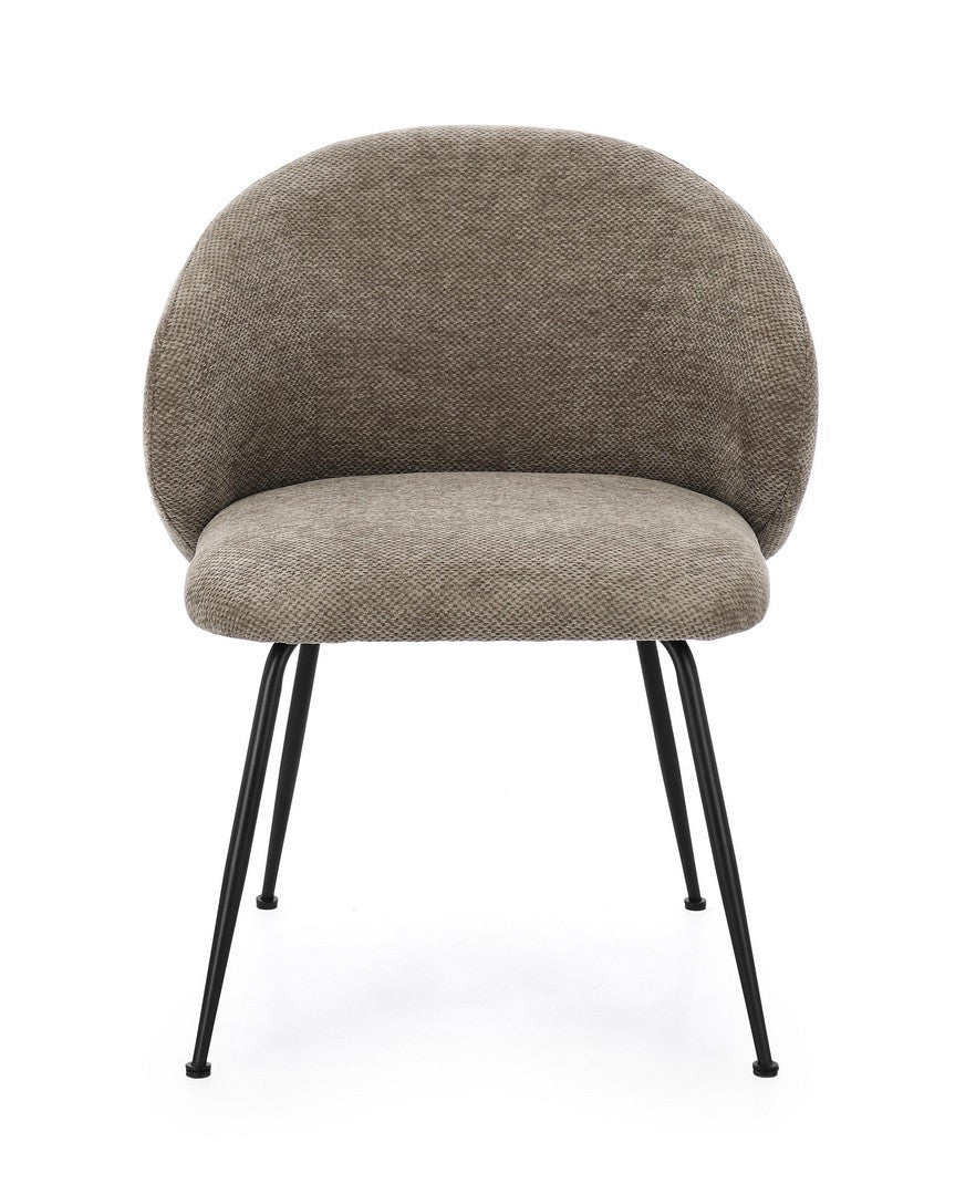 Scaun Dining Tapițat Textil Taupe, Geisen Dark Bizzotto - Imagine 4