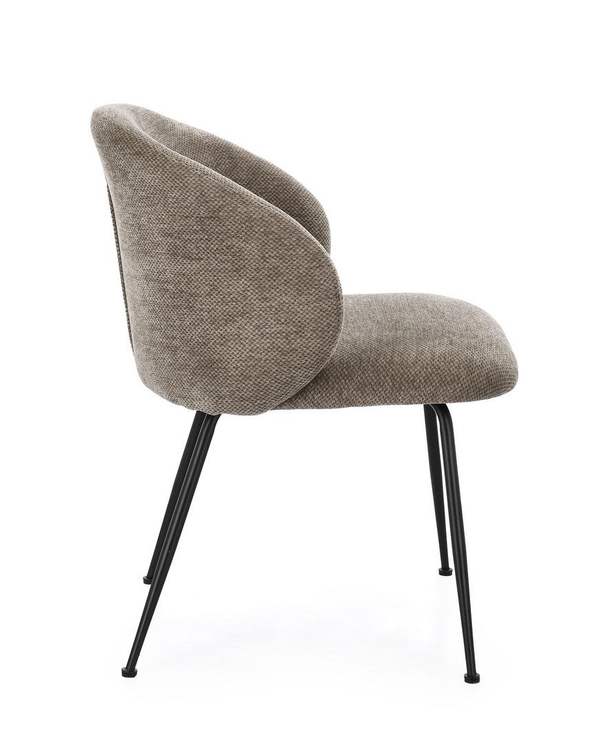 Scaun Dining Tapițat Textil Taupe, Geisen Dark Bizzotto - Imagine 6