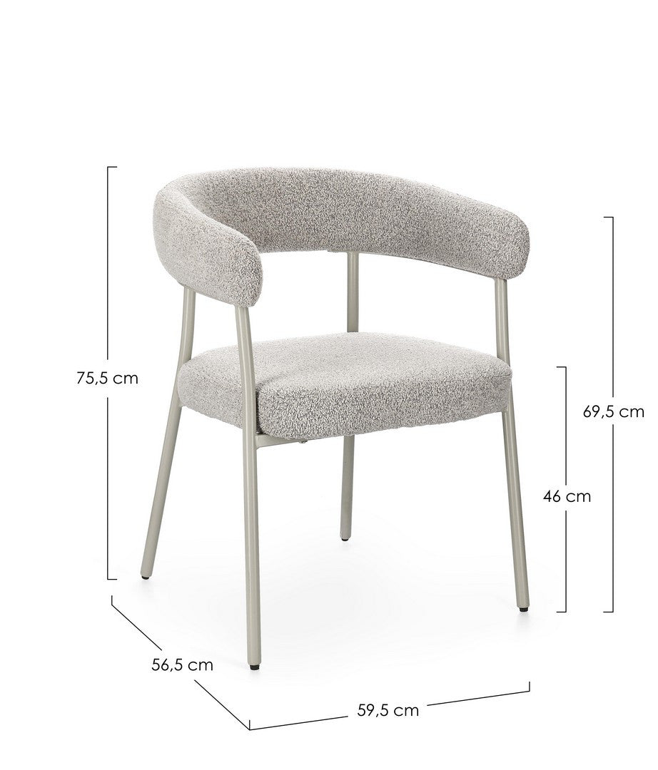 Scaun Dining Tapițat Textil Gri, Giaele Bizzotto - Imagine 3