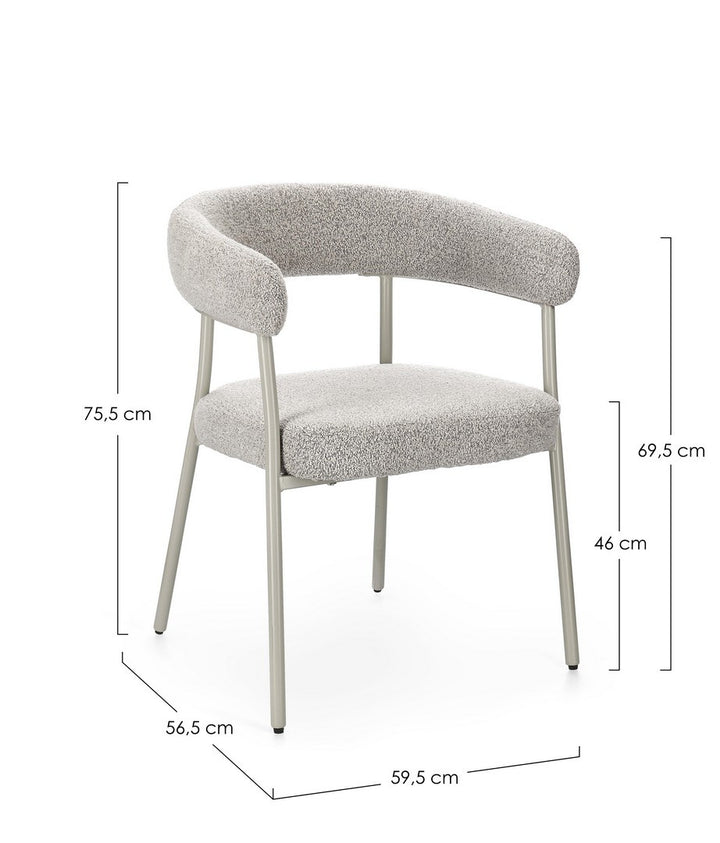 Scaun Dining Tapițat Textil Gri, Giaele Bizzotto - Imagine 3