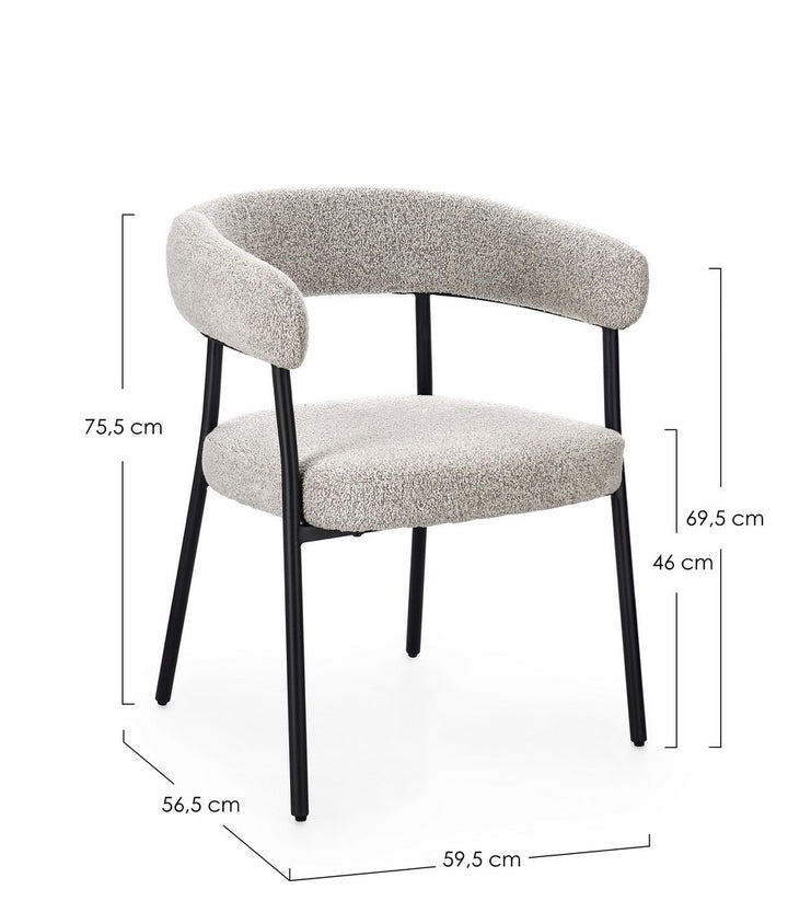 Scaun Dining Tapițat Textil Gri, Giaele Bizzotto - Imagine 3