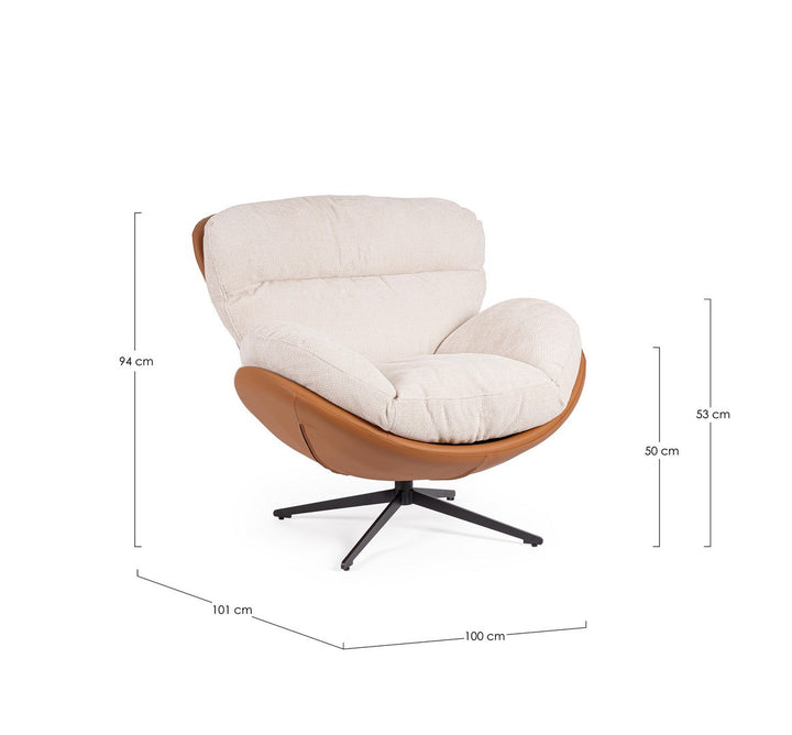 Fotoliu Modern Tapițat Piele Ecologică Bej, Adinda Bizzotto - Imagine 3