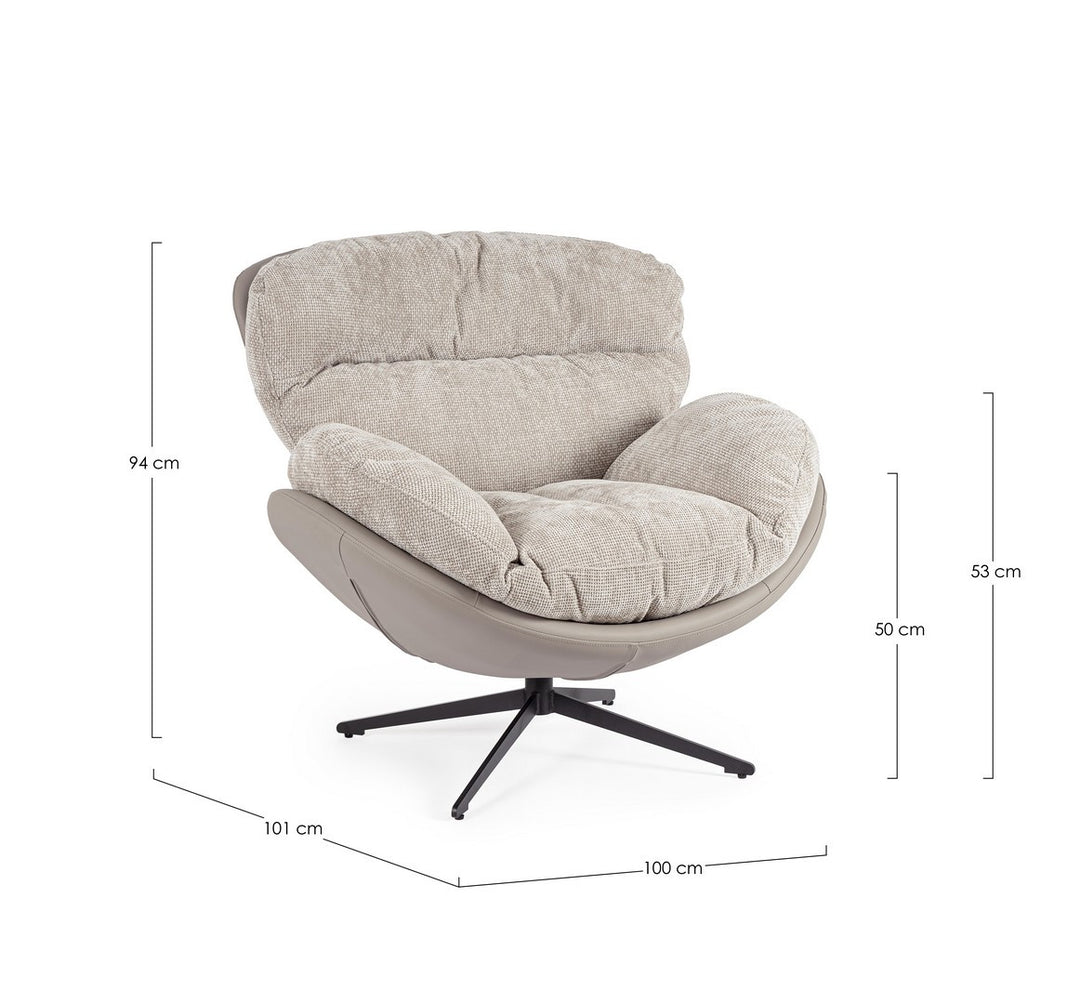 Fotoliu Rotativ Tapițat Textil Gri, Adinda Bizzotto - Imagine 3
