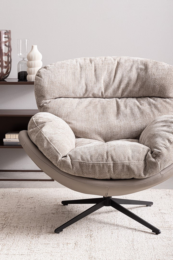 Fotoliu Rotativ Tapițat Textil Gri, Adinda Bizzotto - Imagine 9