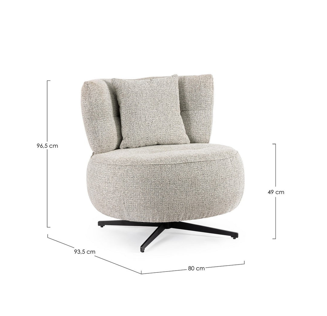 Fotoliu Rotativ Tapițat Textil Gri, GONNIE Bizzotto - Imagine 3