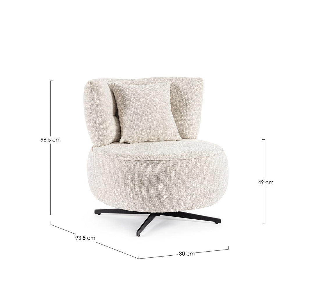 Fotoliu Rotativ Tapițat Textil Ecru, GONNIE Bizzotto - Imagine 3