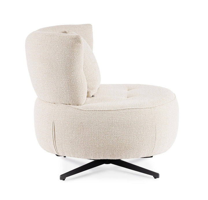 Fotoliu Rotativ Tapițat Textil Ecru, GONNIE Bizzotto - Imagine 6