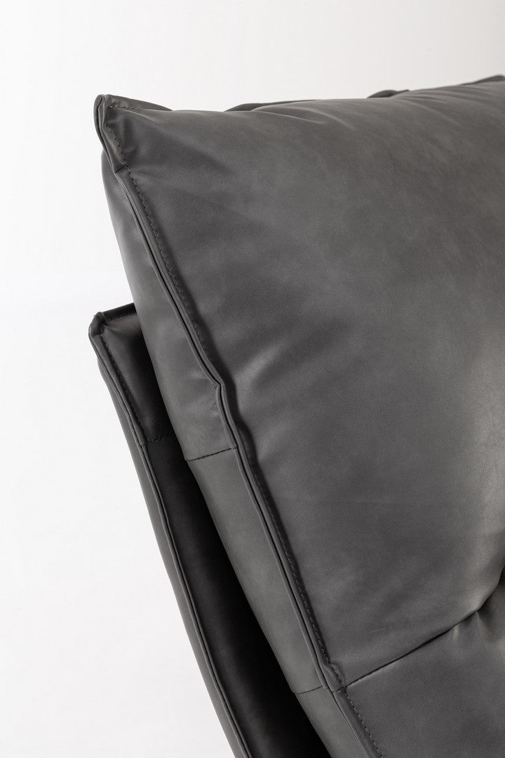 Fotoliu Rotativ Tapițat Piele Ecologică Gri, Alanez Dark Grey Bizzotto - Imagine 6