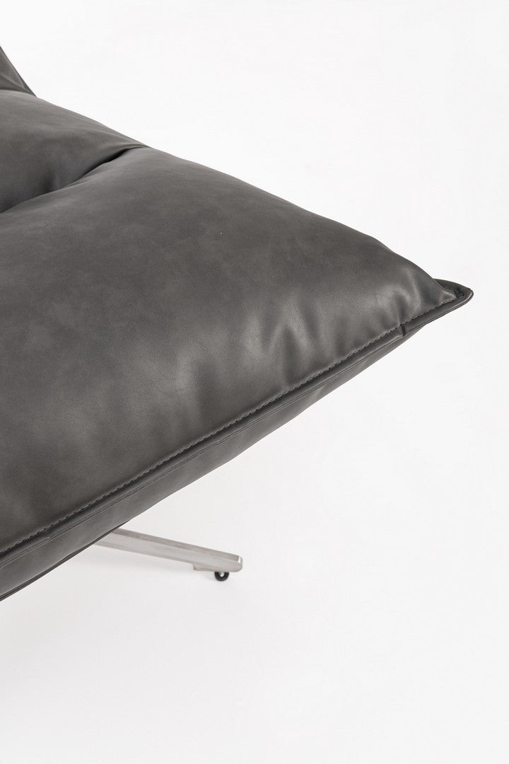 Fotoliu Rotativ Tapițat Piele Ecologică Gri, Alanez Dark Grey Bizzotto - Imagine 7