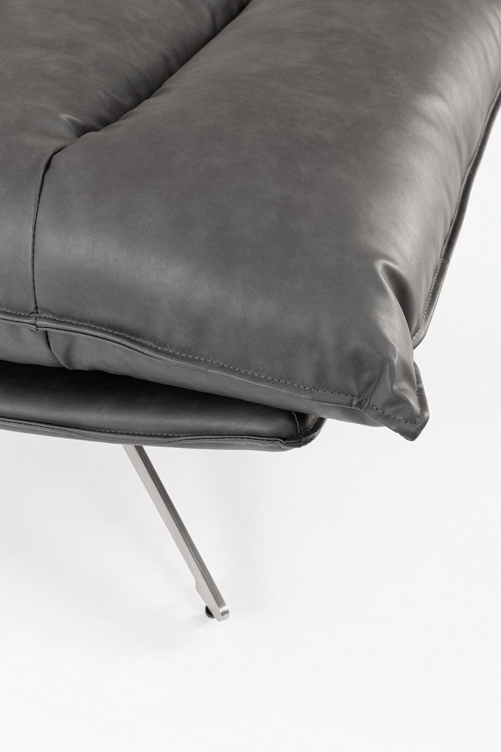 Fotoliu Rotativ Tapițat Piele Ecologică Gri, Alanez Dark Grey Bizzotto - Imagine 8