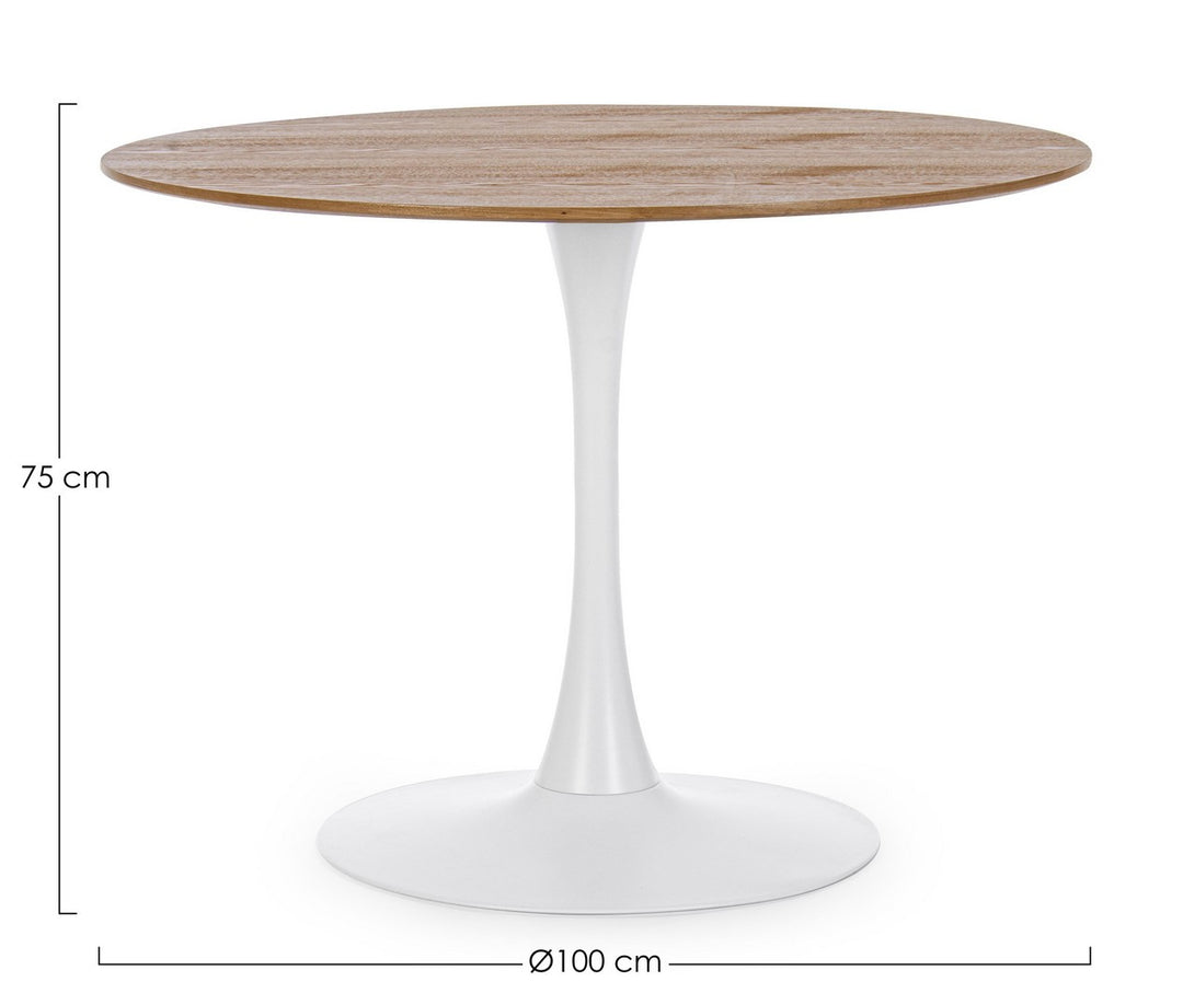 Masă Rotundă Design Modern, Bloom Veneer Bizzotto - Imagine 2
