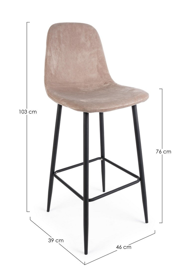 Scaun Bar Tapițat Catifea Taupe, Irelia Bizzotto - Imagine 3