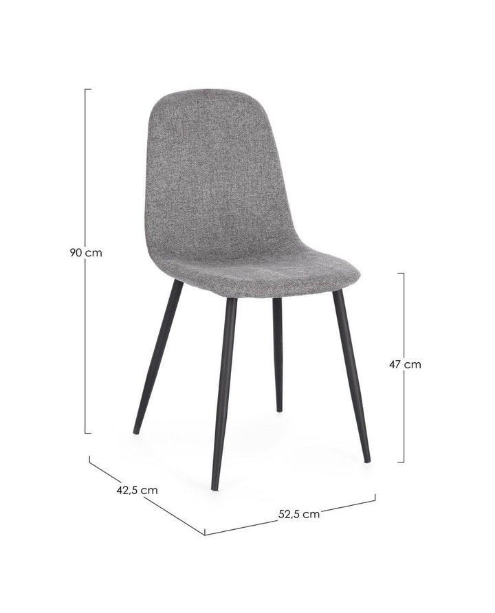 Scaun Dining Tapițat Textil Gri, Irelia Bizzotto - Imagine 3