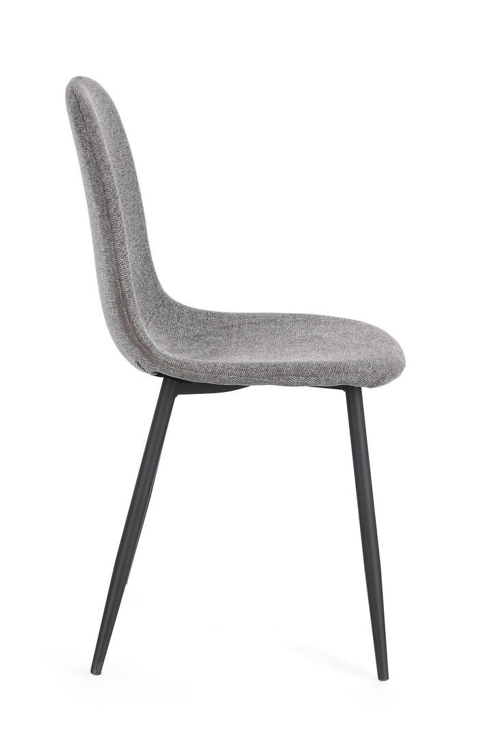 Scaun Dining Tapițat Textil Gri, Irelia Bizzotto - Imagine 6