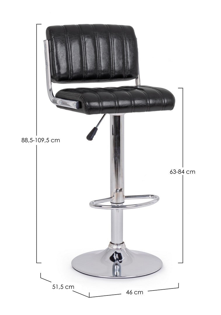 Scaun Bar Rotativ Tapițat Piele Ecologică Negru, Barclay Bizzotto - Imagine 2