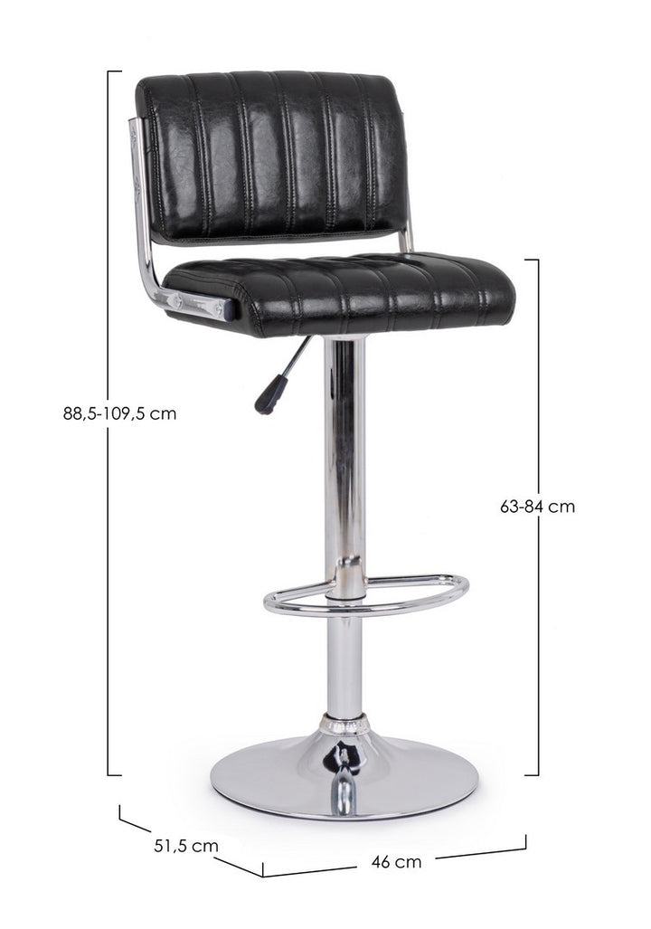 Scaun Bar Rotativ Tapițat Piele Ecologică Negru, Barclay Bizzotto - Imagine 2