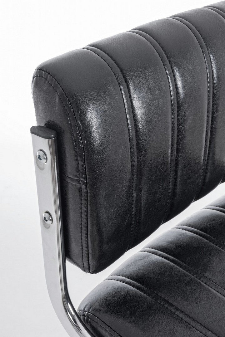 Scaun Bar Rotativ Tapițat Piele Ecologică Negru, Barclay Bizzotto - Imagine 5