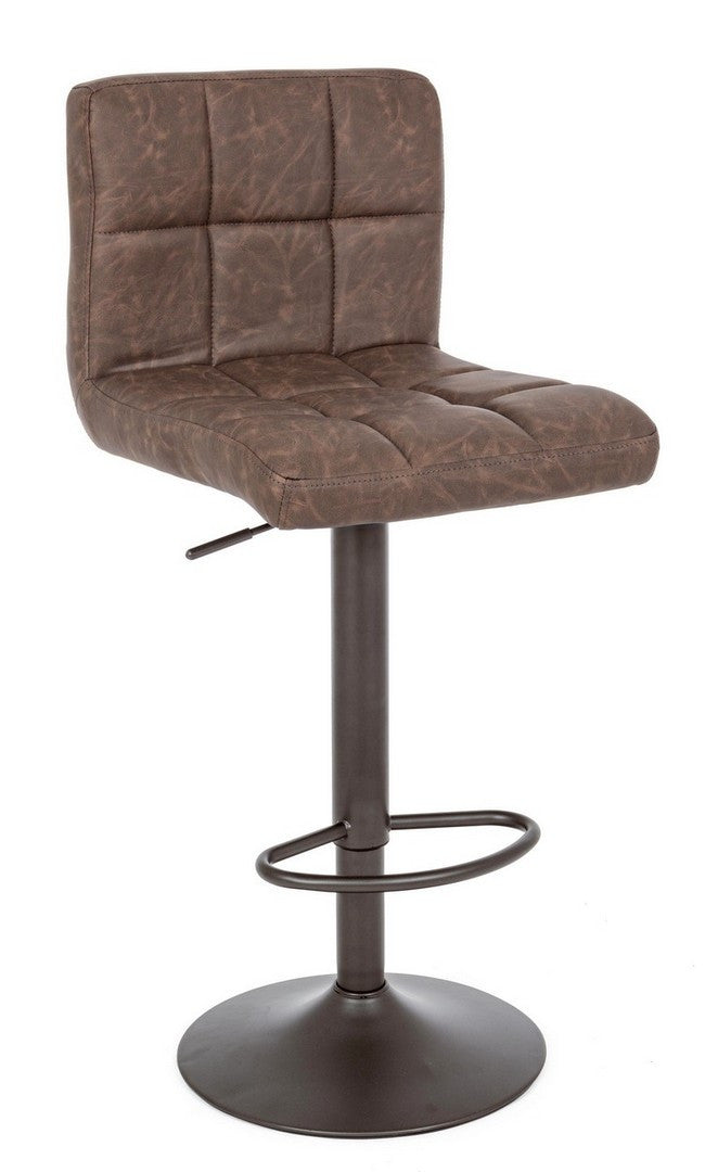 Scaun Bar Rotativ Tapițat Piele Ecologică Maro, Greyson Vintage Bizzotto - Imagine 1