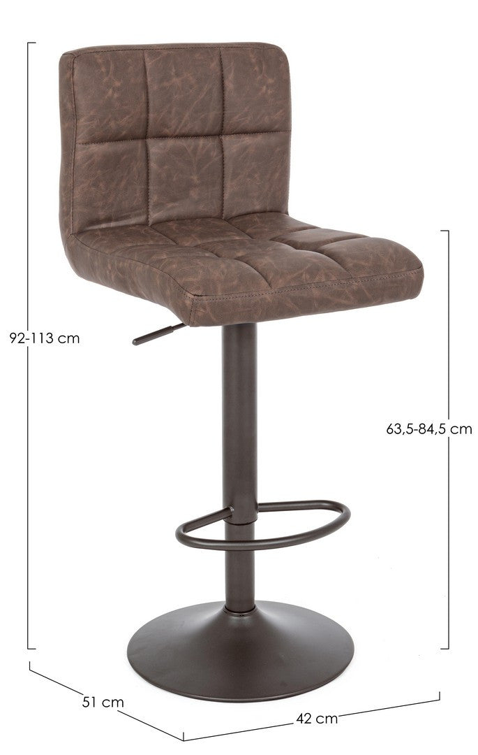 Scaun Bar Rotativ Tapițat Piele Ecologică Maro, Greyson Vintage Bizzotto - Imagine 2