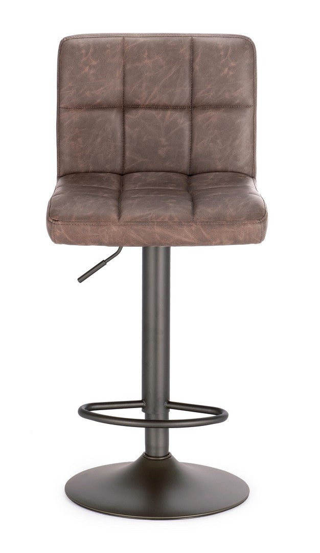 Scaun Bar Rotativ Tapițat Piele Ecologică Maro, Greyson Vintage Bizzotto - Imagine 3