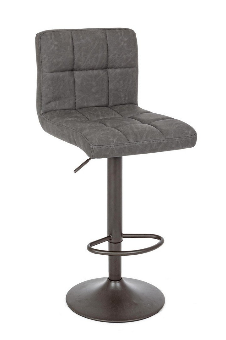 Scaun Bar Rotativ Tapițat Piele Ecologică Gri, Greyson Vintage Bizzotto - Imagine 1