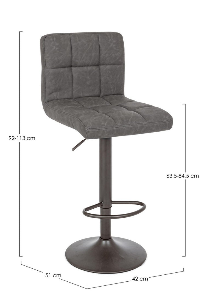 Scaun Bar Rotativ Tapițat Piele Ecologică Gri, Greyson Vintage Bizzotto - Imagine 2