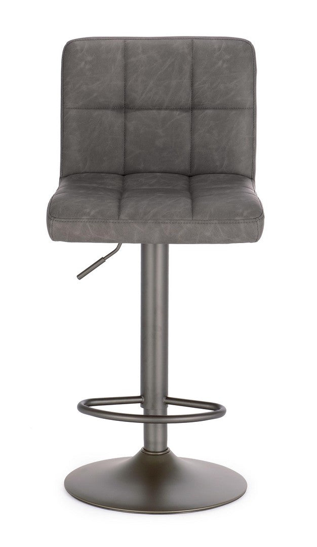 Scaun Bar Rotativ Tapițat Piele Ecologică Gri, Greyson Vintage Bizzotto - Imagine 3