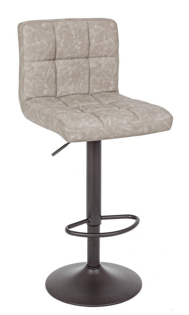 Scaun Bar Tapițat Piele Ecologică Gri, Greyson Vintage Bizzotto - Imagine 1