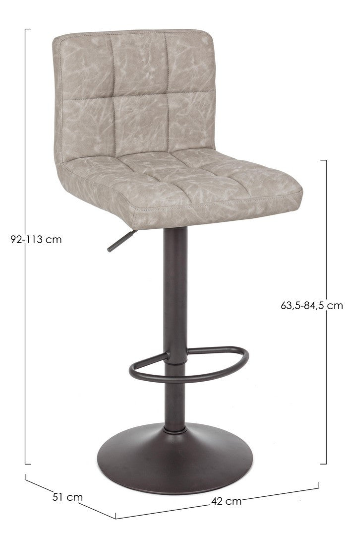 Scaun Bar Tapițat Piele Ecologică Gri, Greyson Vintage Bizzotto - Imagine 2