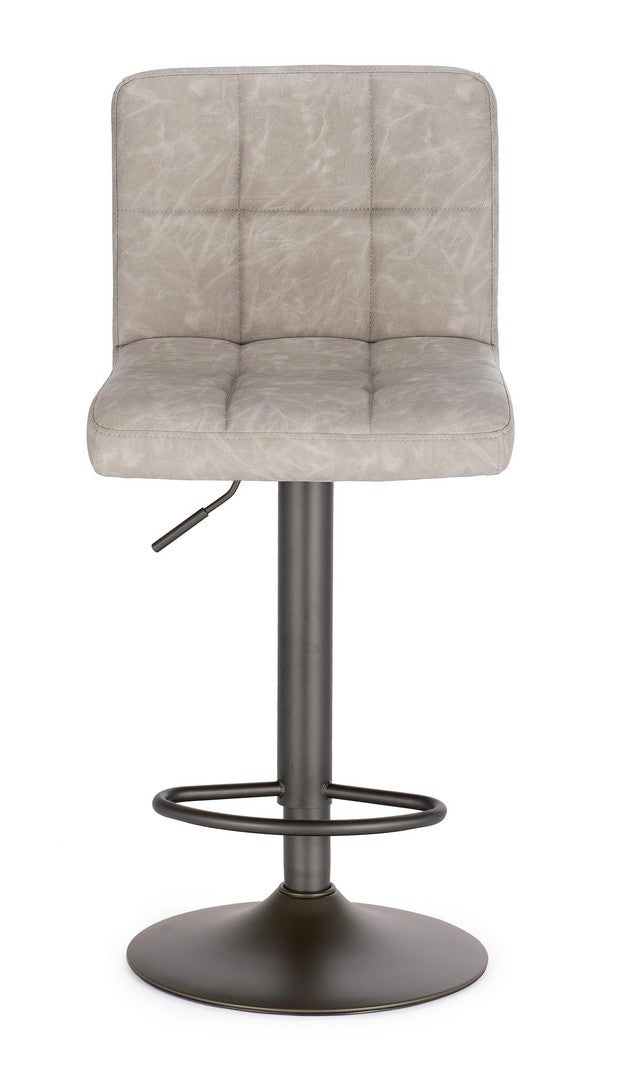 Scaun Bar Tapițat Piele Ecologică Gri, Greyson Vintage Bizzotto - Imagine 3
