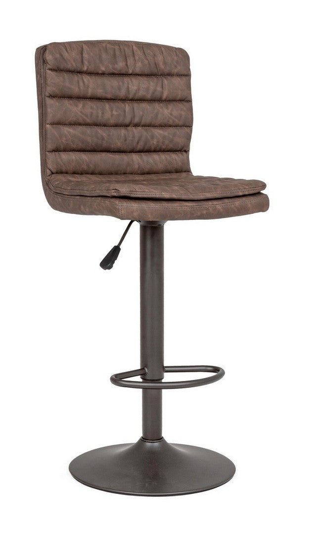 Scaun Bar Rotativ Tapițat Piele Ecologică Maro, Connor Vintage Bizzotto - Imagine 1
