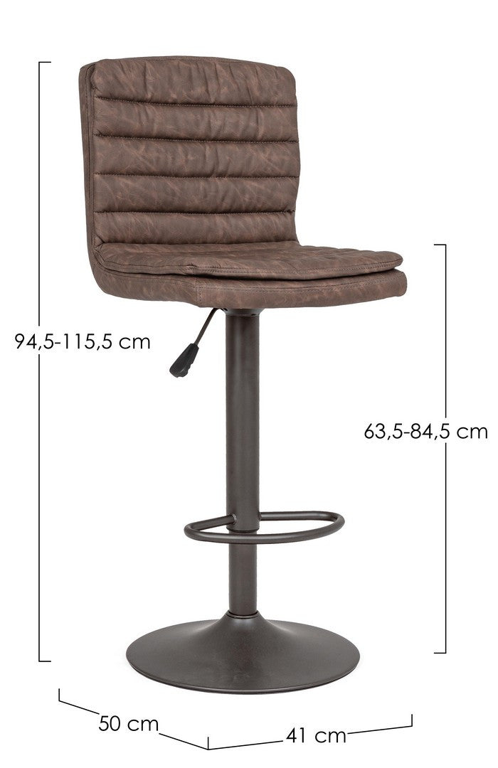 Scaun Bar Rotativ Tapițat Piele Ecologică Maro, Connor Vintage Bizzotto - Imagine 2