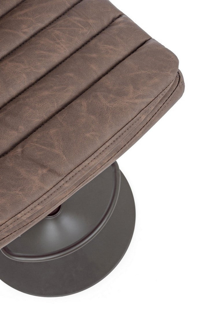 Scaun Bar Rotativ Tapițat Piele Ecologică Maro, Connor Vintage Bizzotto - Imagine 3