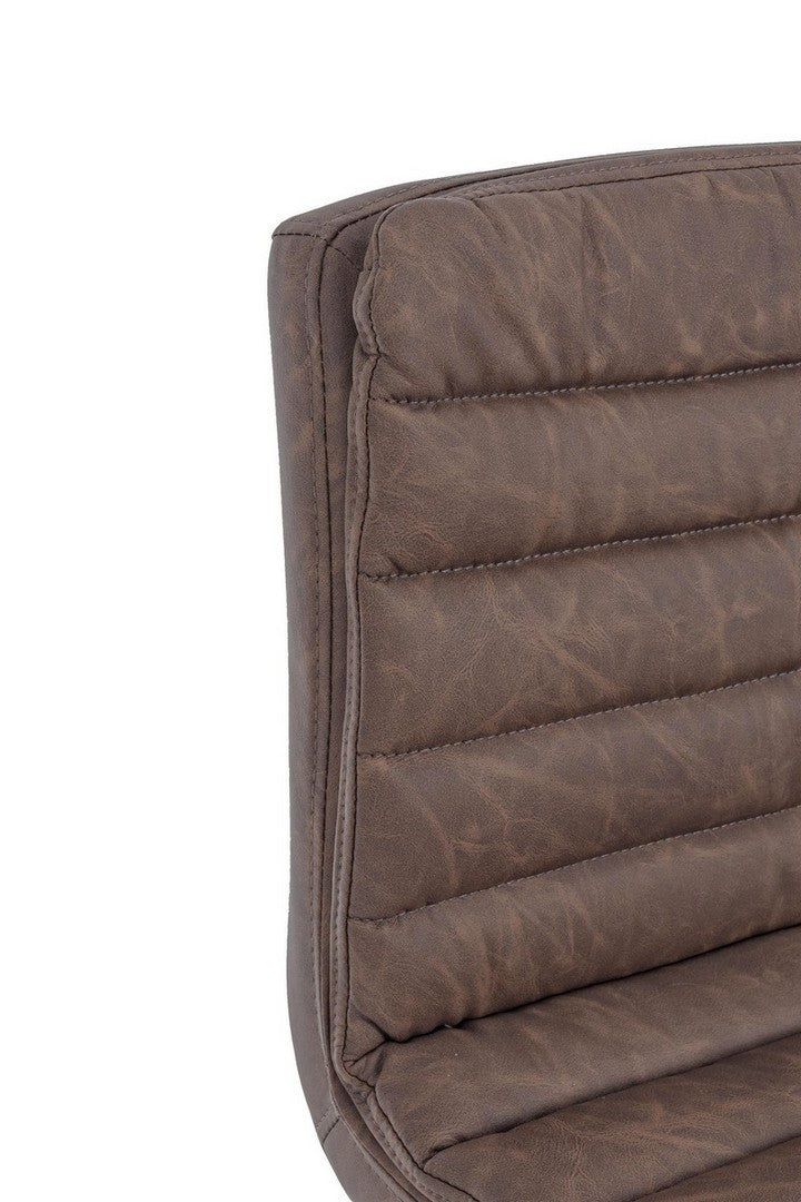 Scaun Bar Rotativ Tapițat Piele Ecologică Maro, Connor Vintage Bizzotto - Imagine 4