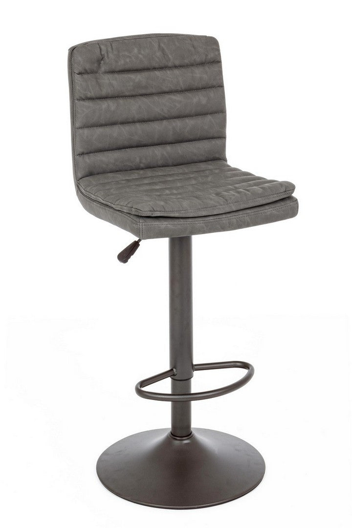 Scaun Bar Rotativ Tapițat Piele Ecologică Gri, Connor Vintage Bizzotto - Imagine 1