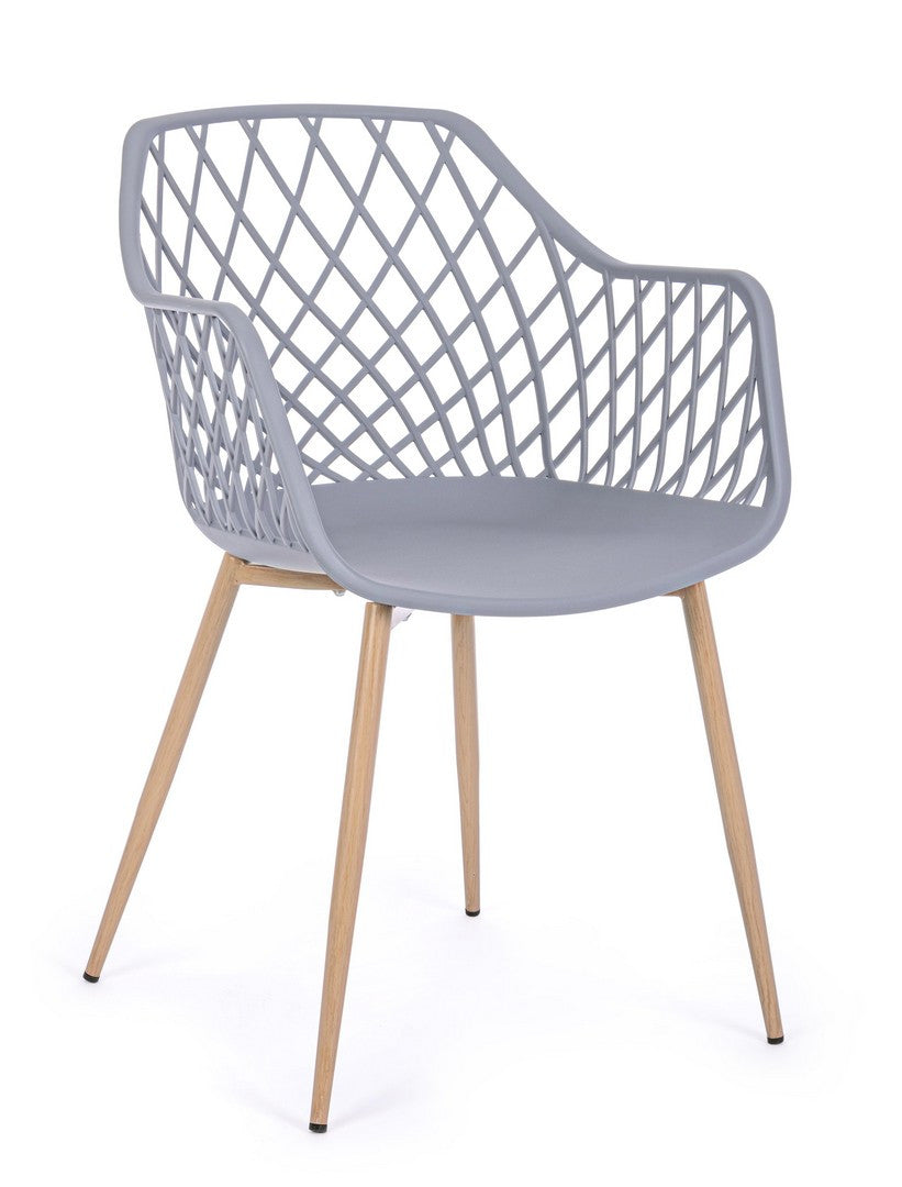 Scaun Dining Plastic Gri, Optik Bizzotto - Imagine 1