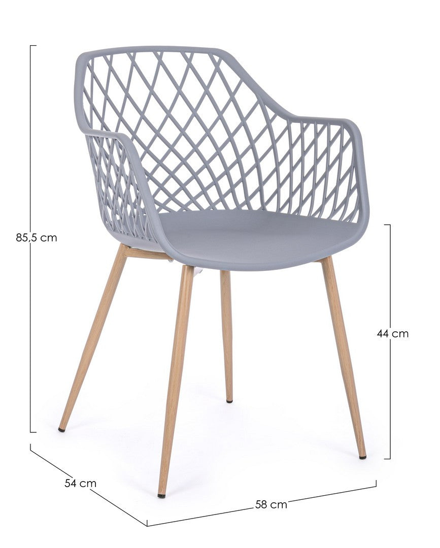 Scaun Dining Plastic Gri, Optik Bizzotto - Imagine 2