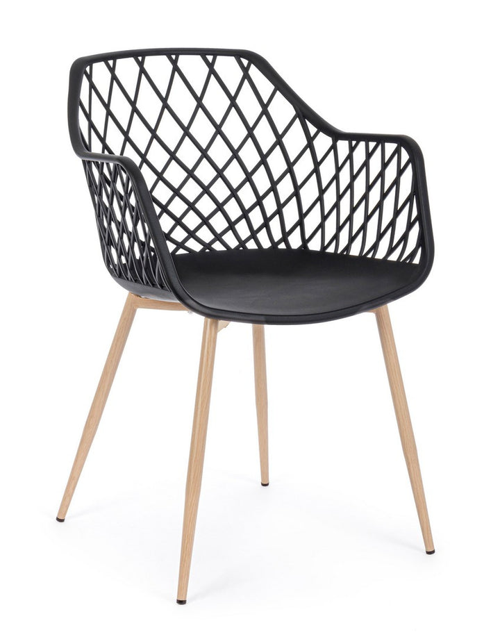 Scaun Dining Modern Plastic Negru, Optik Bizzotto - Imagine 1