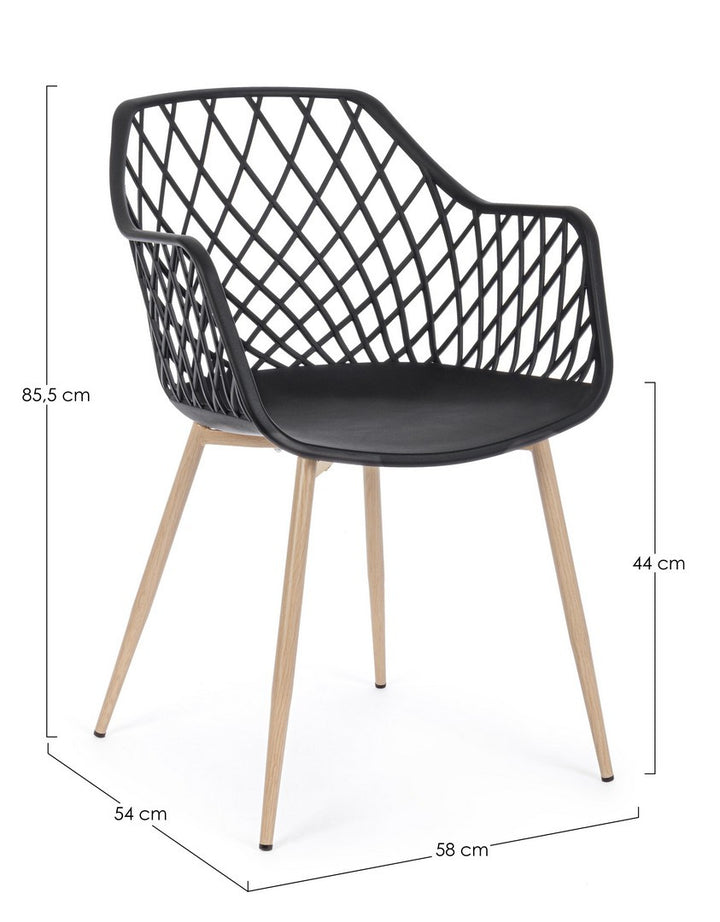 Scaun Dining Modern Plastic Negru, Optik Bizzotto - Imagine 2