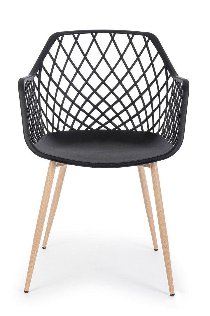 Scaun Dining Modern Plastic Negru, Optik Bizzotto - Imagine 3