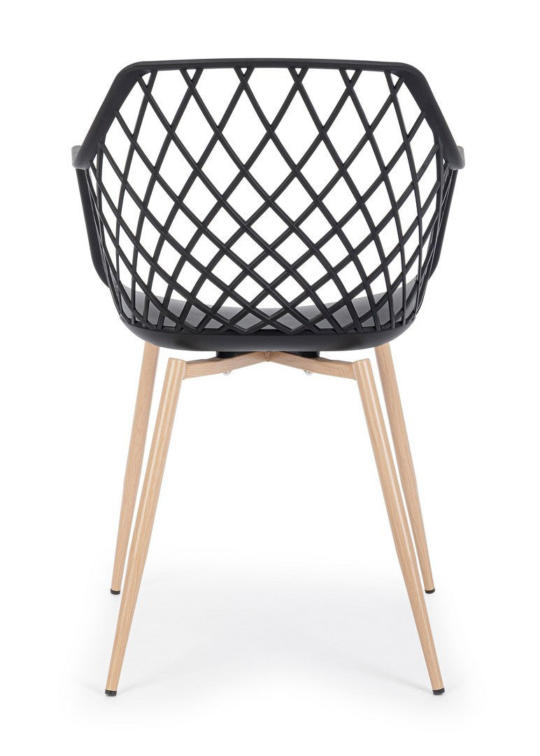 Scaun Dining Modern Plastic Negru, Optik Bizzotto - Imagine 4