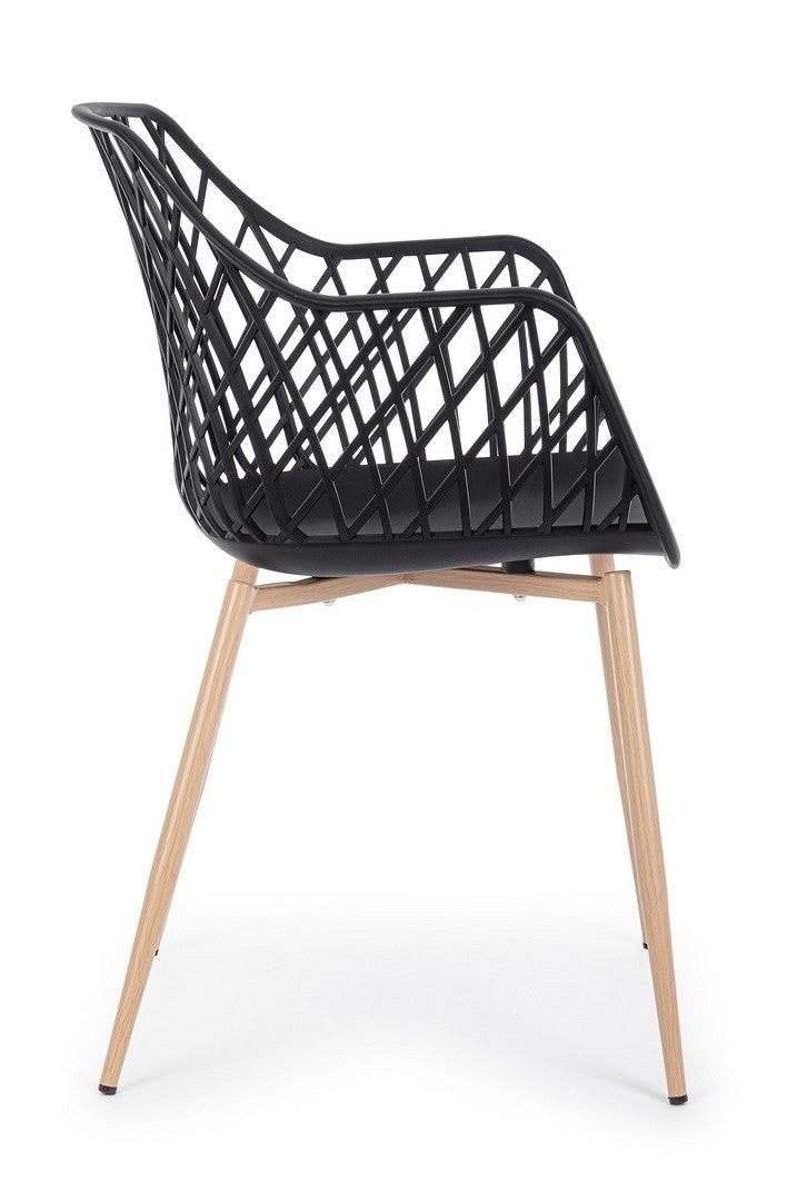 Scaun Dining Modern Plastic Negru, Optik Bizzotto - Imagine 5