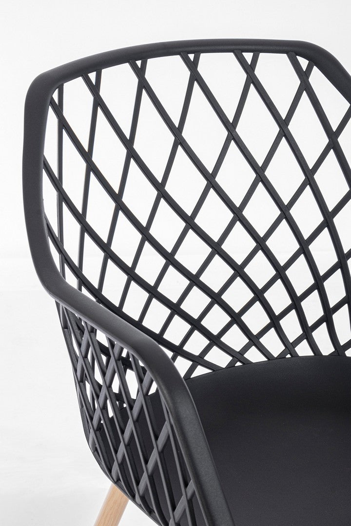 Scaun Dining Modern Plastic Negru, Optik Bizzotto - Imagine 6