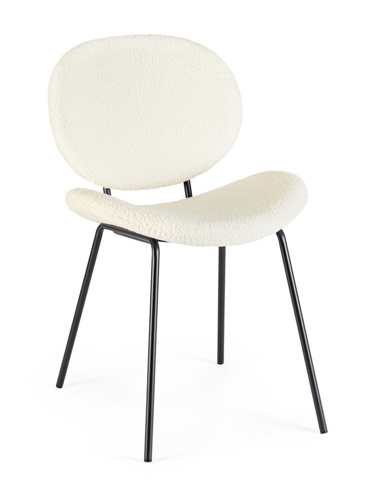 Scaun Dining Tapițat Bouclé Alb, Maddie Bizzotto - Imagine 1