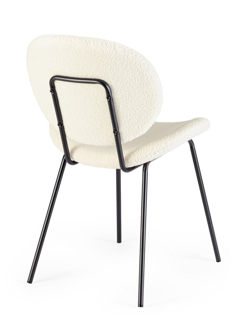 Scaun Dining Tapițat Bouclé Alb, Maddie Bizzotto - Imagine 2
