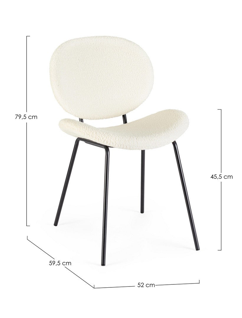 Scaun Dining Tapițat Bouclé Alb, Maddie Bizzotto - Imagine 3