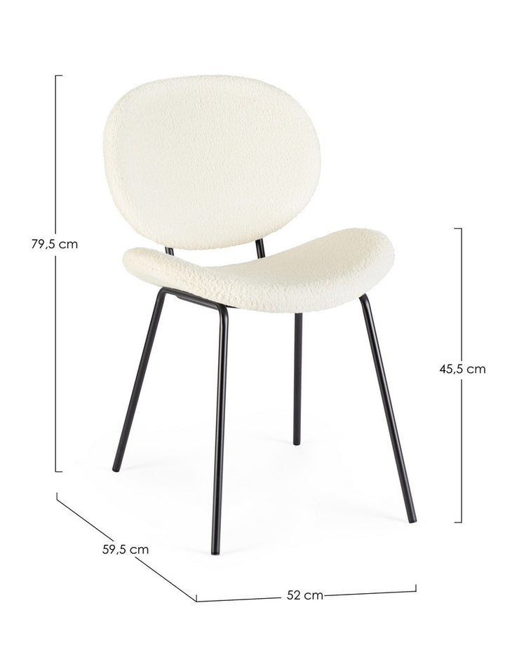 Scaun Dining Tapițat Bouclé Alb, Maddie Bizzotto - Imagine 3